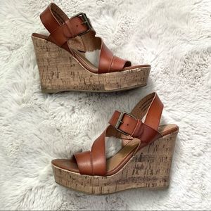 Corkscrew wedge heel sandals size 6